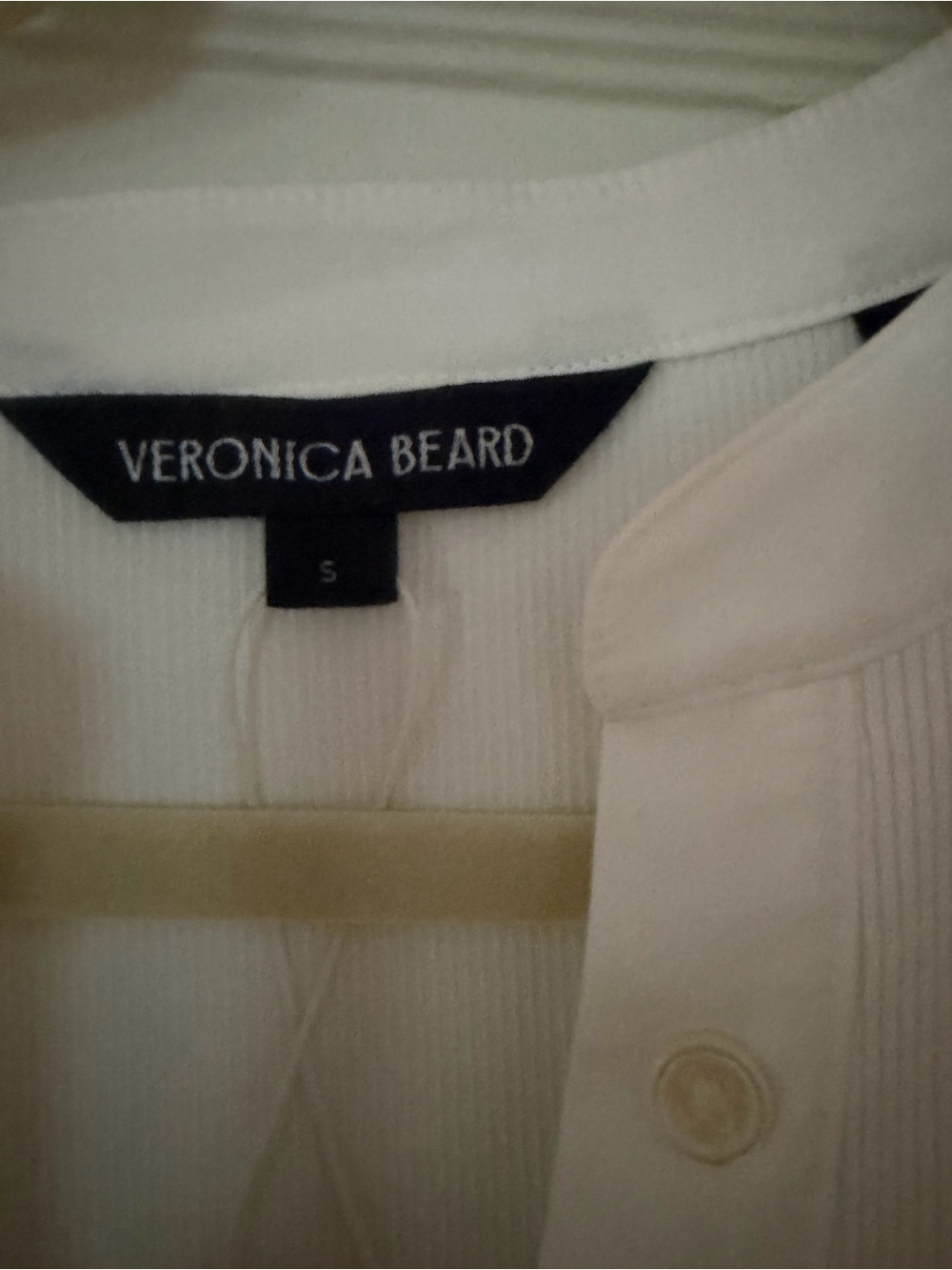 Veronica Beard White Puff-Sleeve Henley Tee - Picture 3 of 4